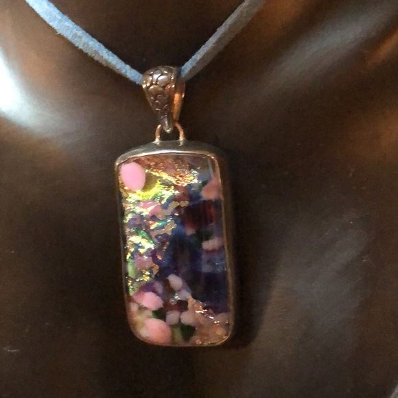 Dichroic Glass & 925 Sterling Pendant - Picture 1 of 11